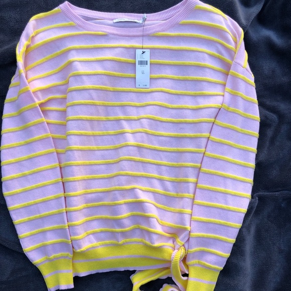 Anthropologie Pink & Yellow Striped Sweater - Picture 3 of 3